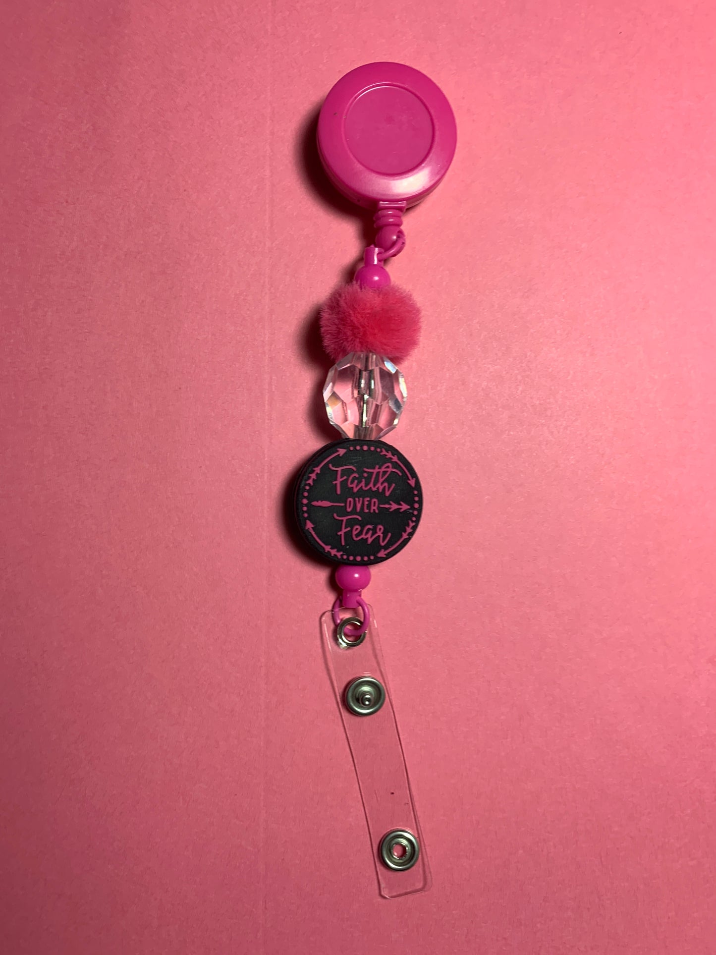 Pink Faith Over Fear Badge Reel