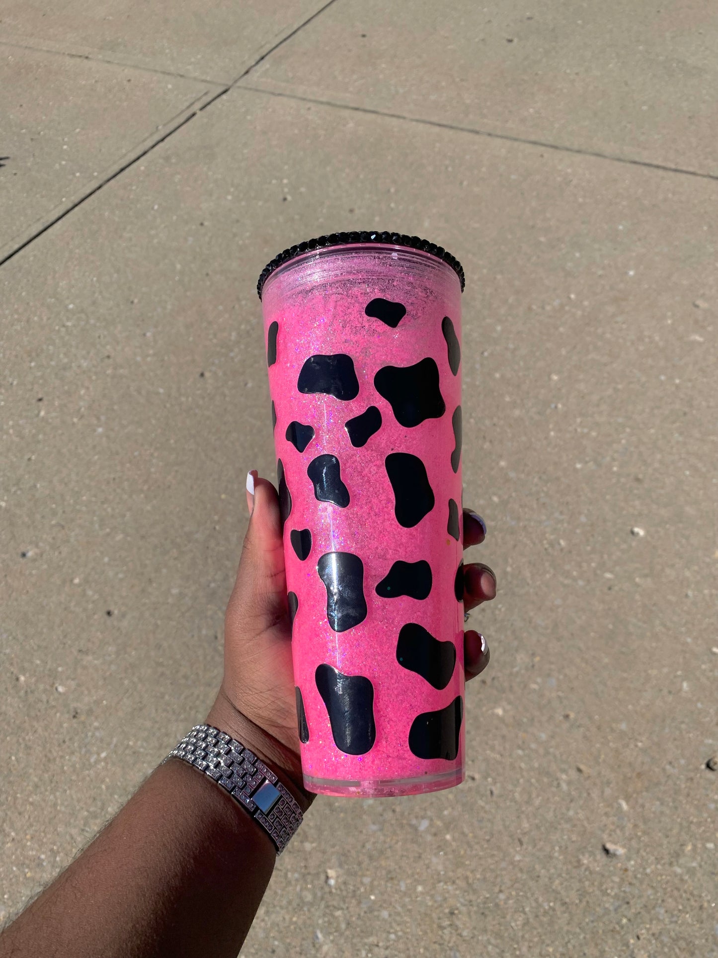Pink Cow Print 24oz Tumbler