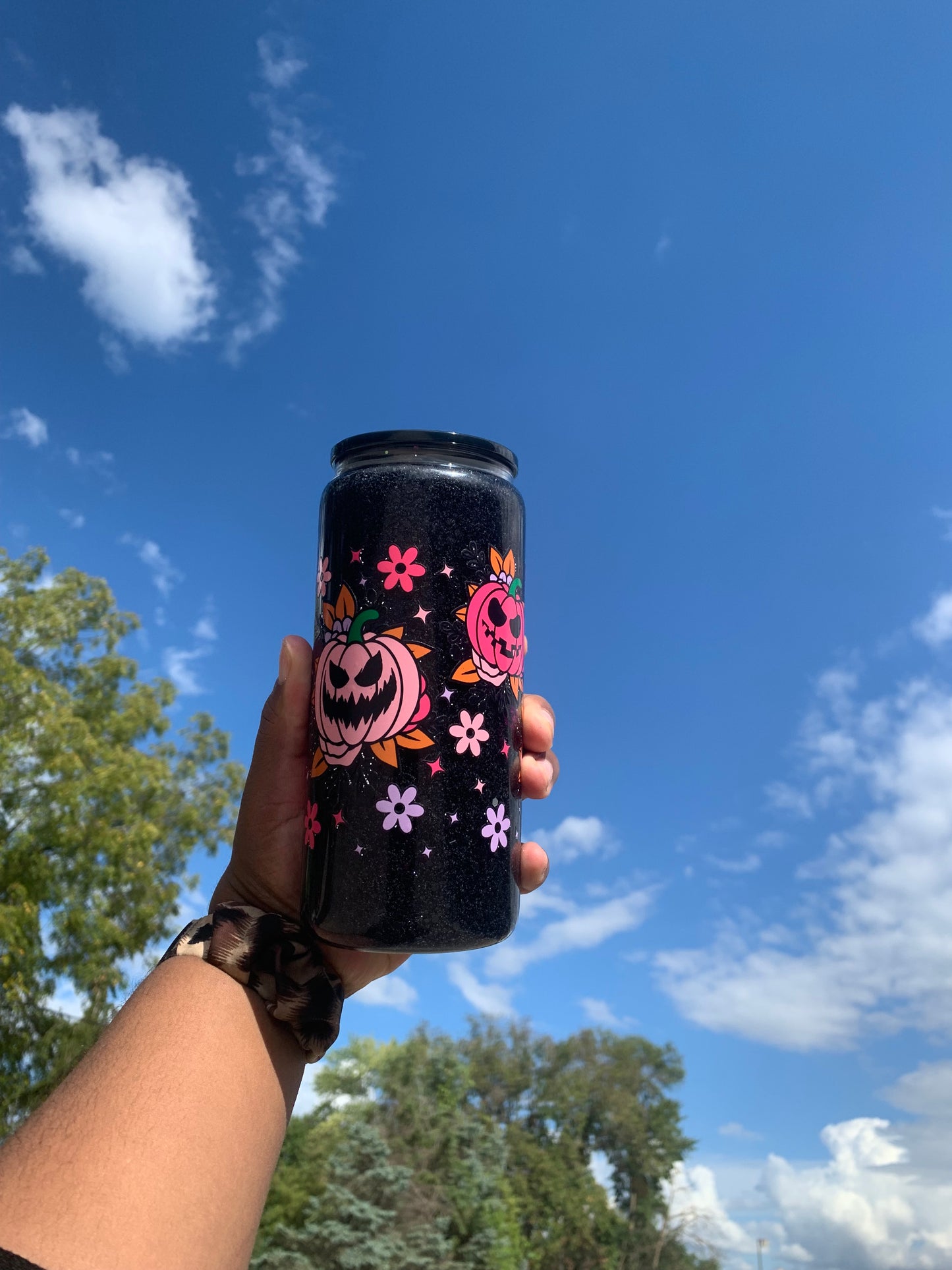 Glass Pretty Jack-o’-lantern 16oz Tumbler