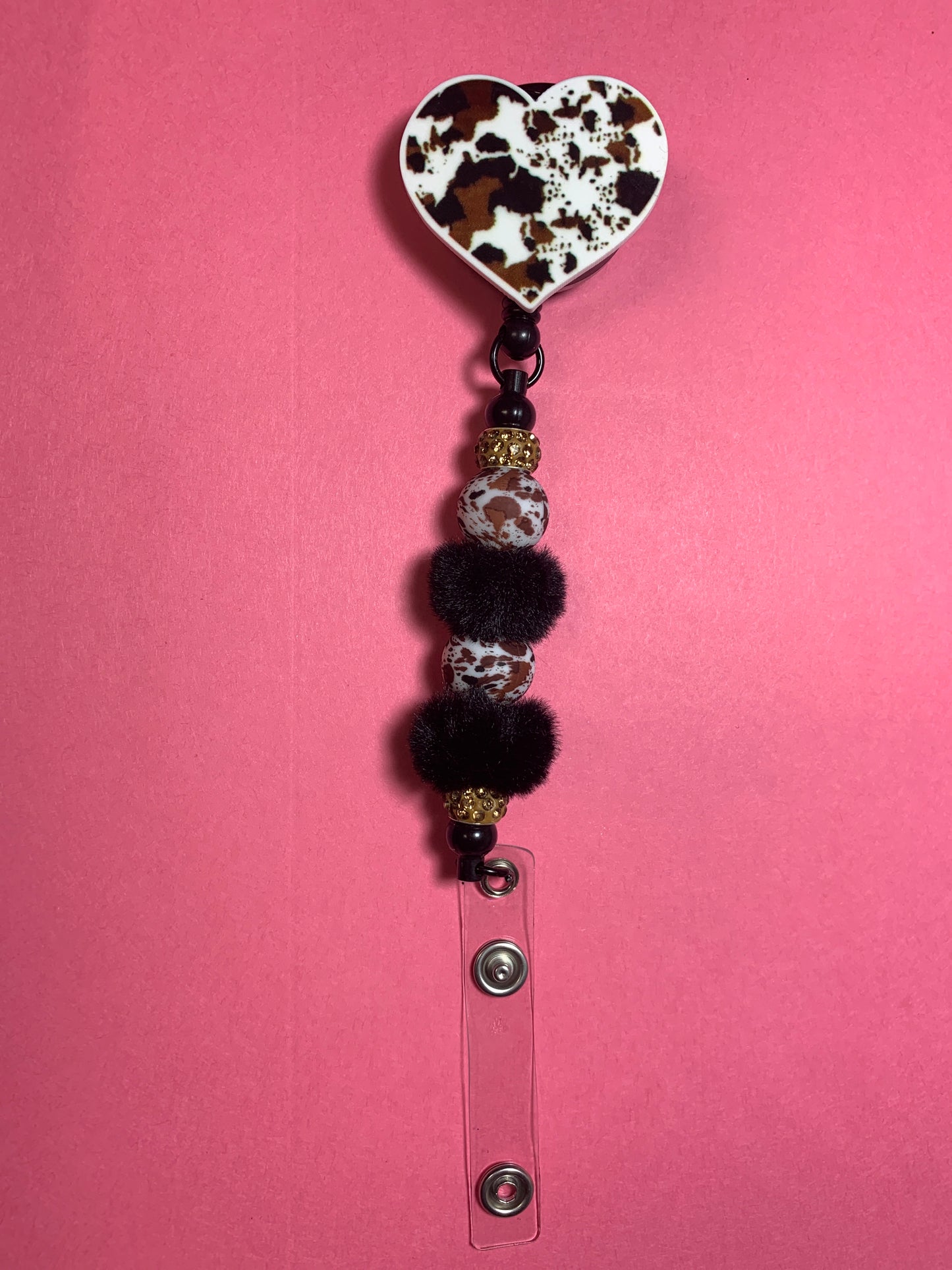 Love Cowhide Badge Reel