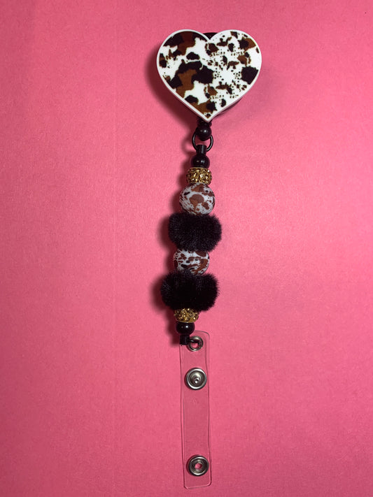 Love Cowhide Badge Reel