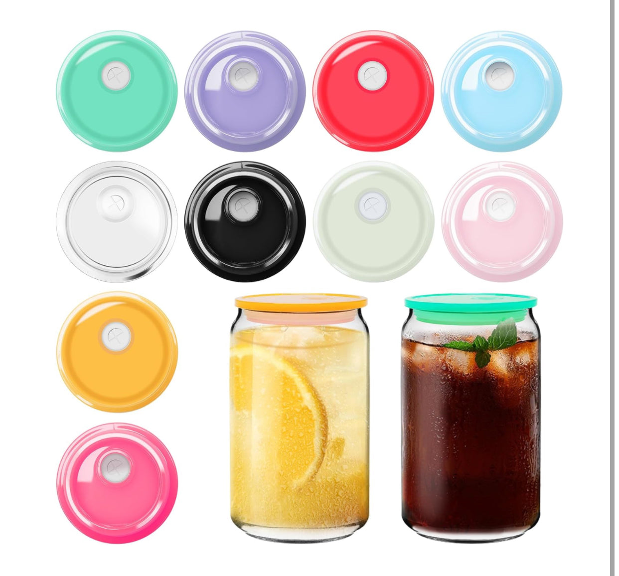 Colored lids for glass tumblers