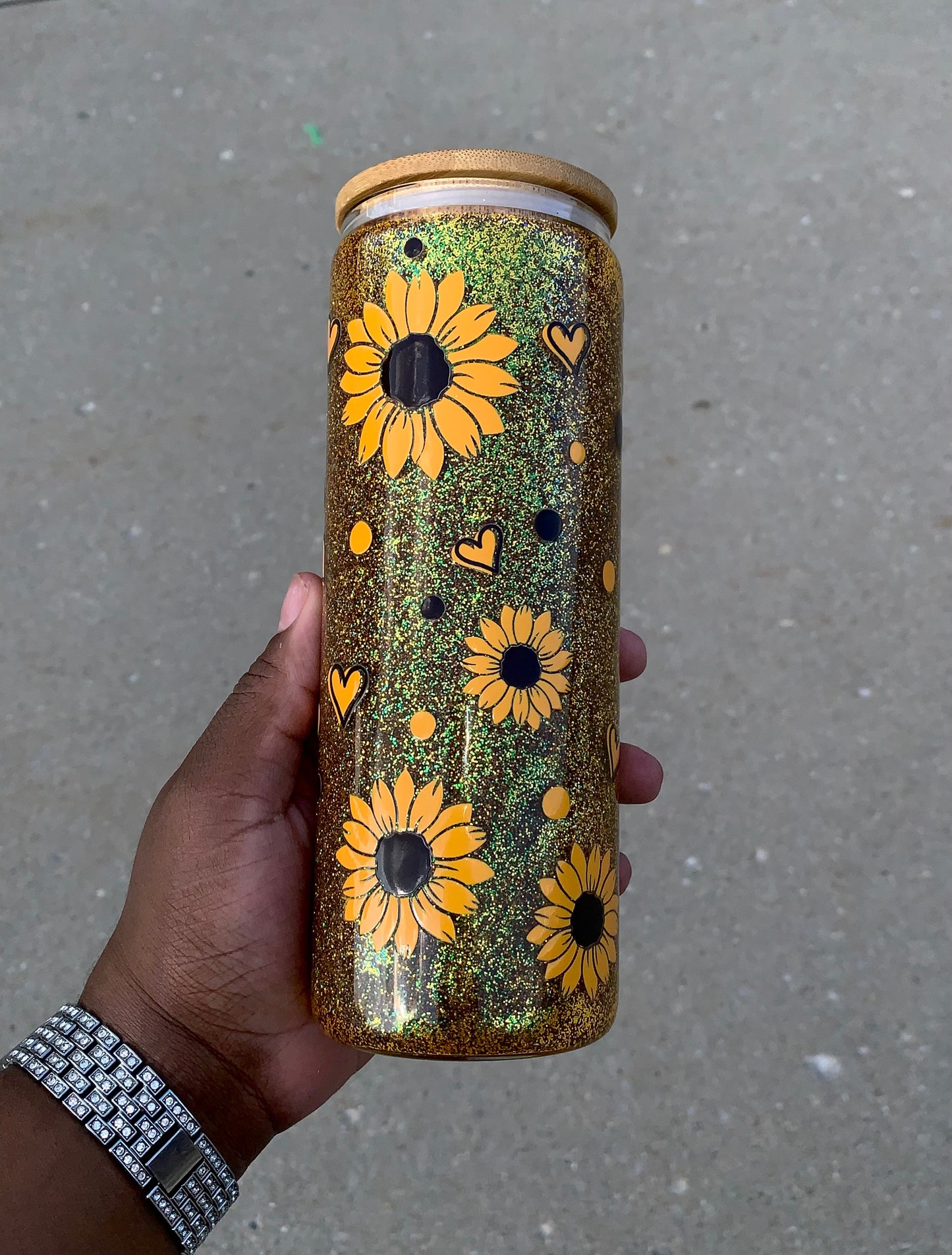 Glass Sunflower 20oz Tumbler