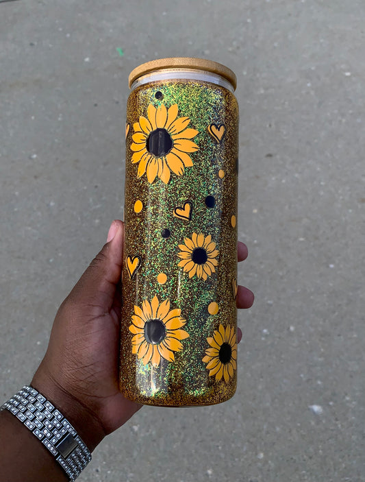 Glass Sunflower 20oz Tumbler