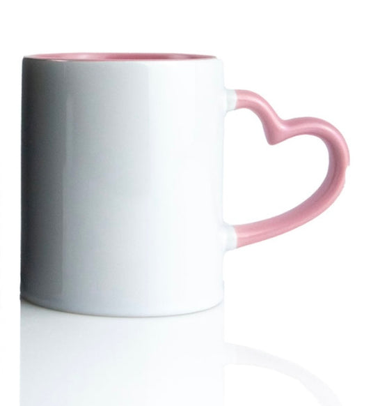 11oz. White/Pink Ceramic Mug