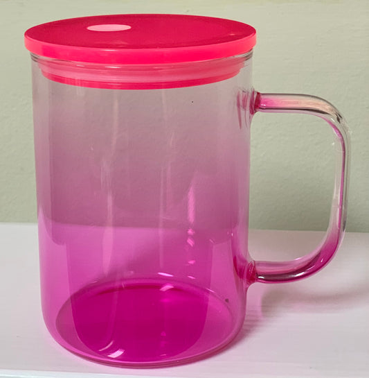 16oz. Dark Pink Jelly Glass Mug